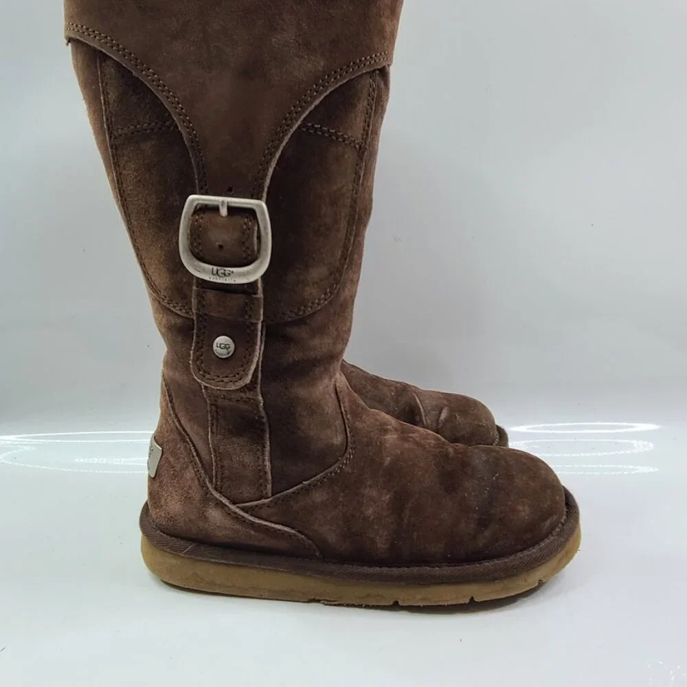 UGG Women's Brown‎ Cargo III 5132 Suede Buckle Mid-Calf Winter Snow Boots Size 6